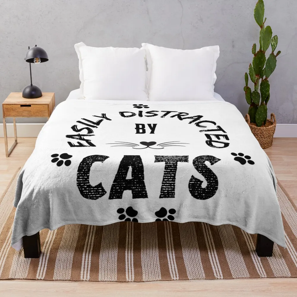 Easily Distracted by Cats Throw Blanket blankets ands Sofa Quilt Blankets
