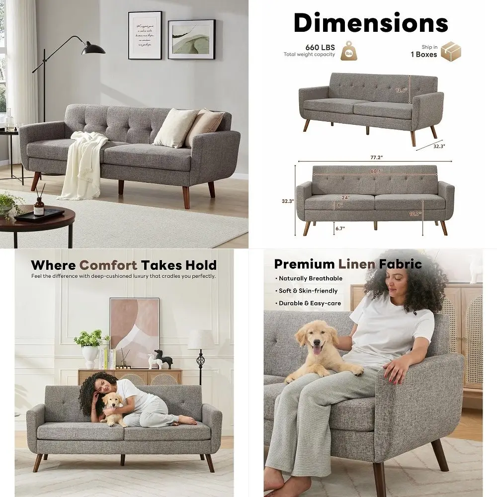 

142 Boneless Couch, Modular Sectional Sofa, No Assembly Required, Memory Foam Filling, Corduroy UShaped Sofa, Movable MultiPers