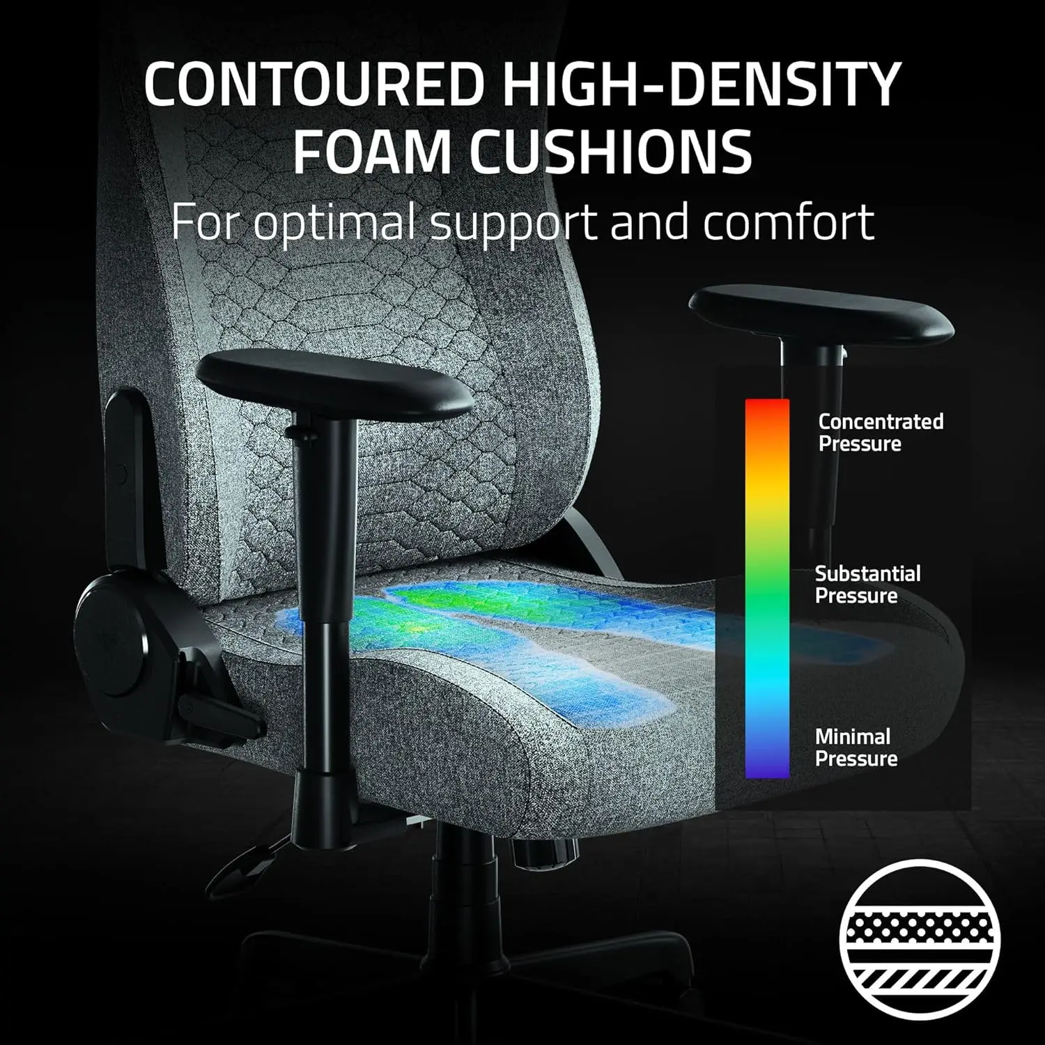 Ergonomic Gaming Chair with Built-in Lumbar Support, Adjustable Recline, and Plush Fabric - Light Gray