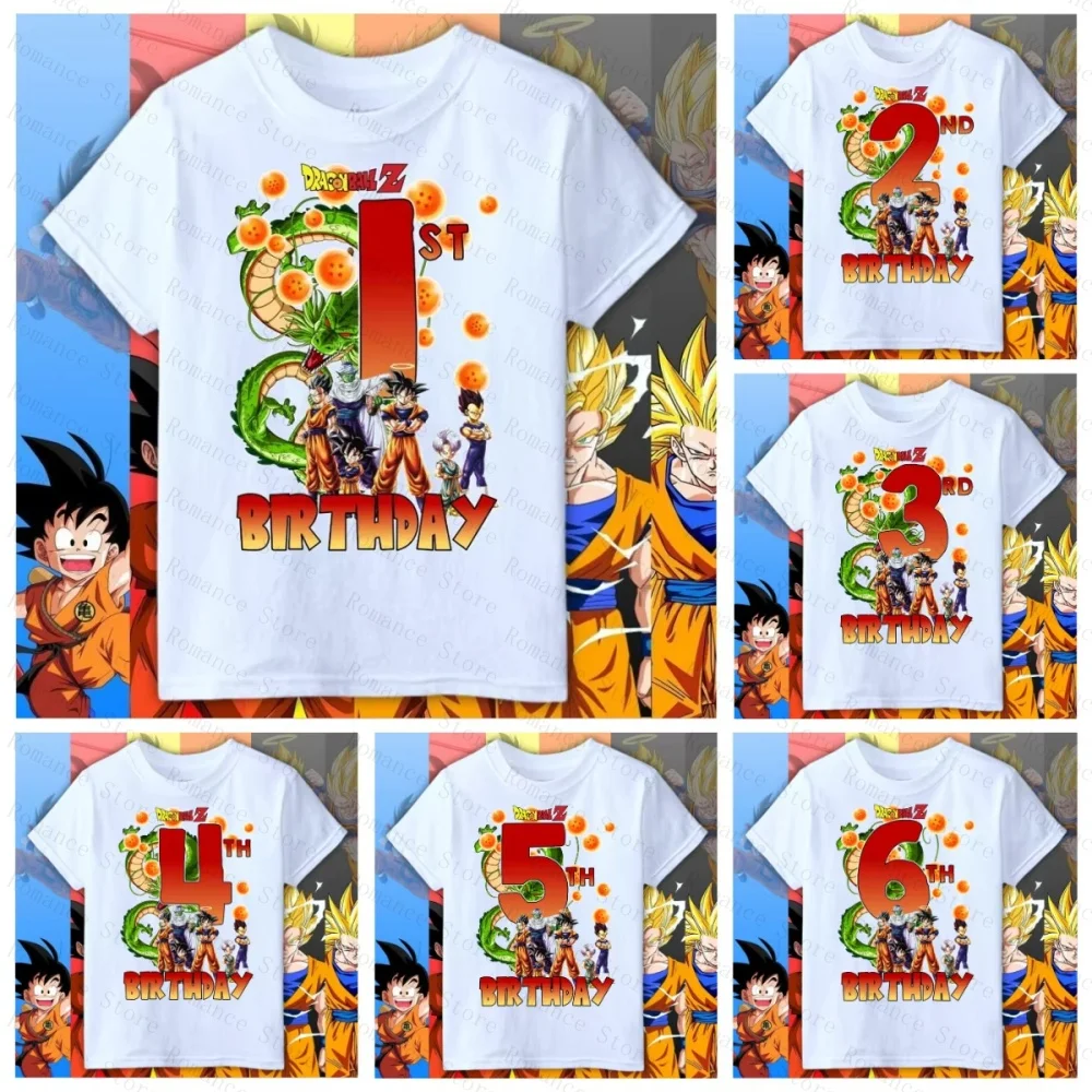 

2026 Summer Dragon Ball BIRTHDAY Kids Shirt Boy Girl T-shirt 3-8 Years Old Fashion Casual Y2K Short-sleeved Trendy Clothing