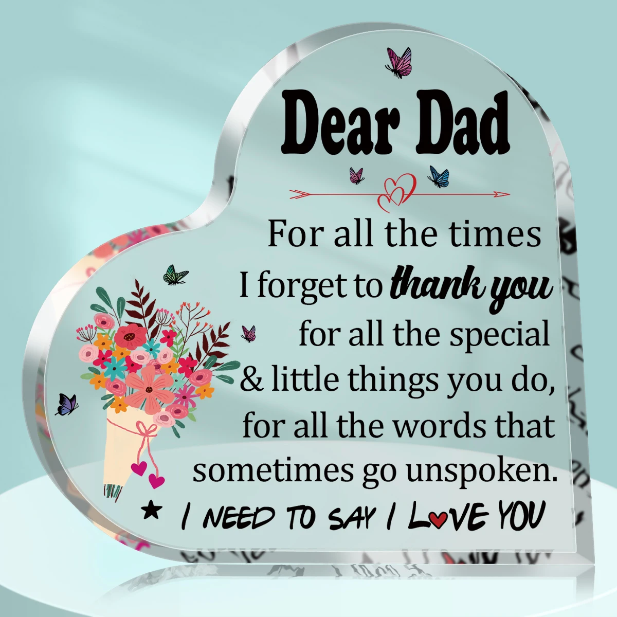 Birthday Gifts For Father Thank You Dad Gifts for Father's Day From Son Daughter Acrylic Heart Desk Plaque Sign For Table Decor