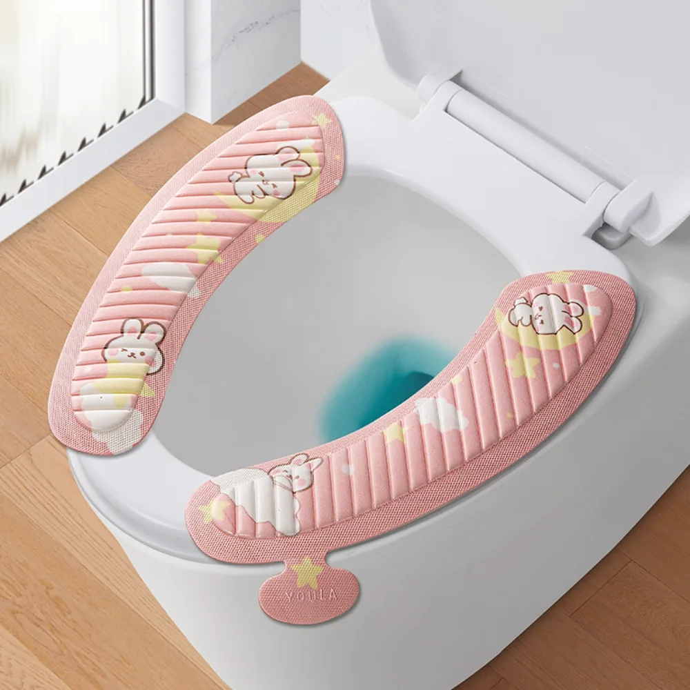 Waterpoof Toilet Seat Cover Soft Cartoon Closestool Mat Cute Washable Toilet Sticky Seat Pad Home