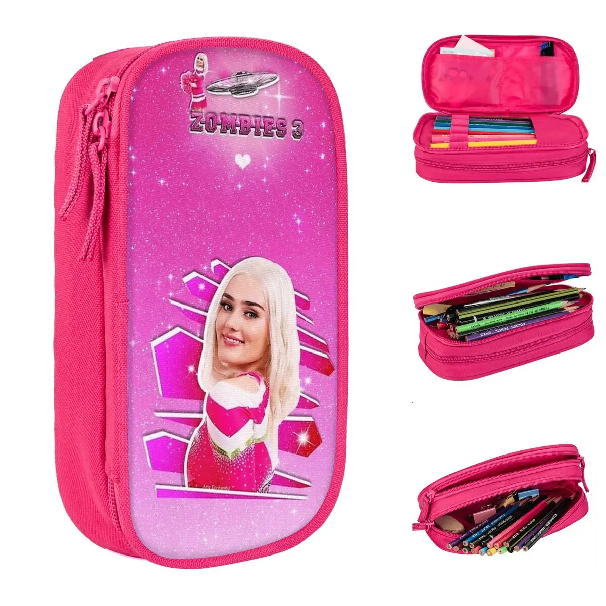 Zombies 3 Addison Super Pink Girl Glitter Astuccio Portapenne Borse Ragazza Ragazzo Grande portaoggetti Studenti Regali scolastici Astuccio