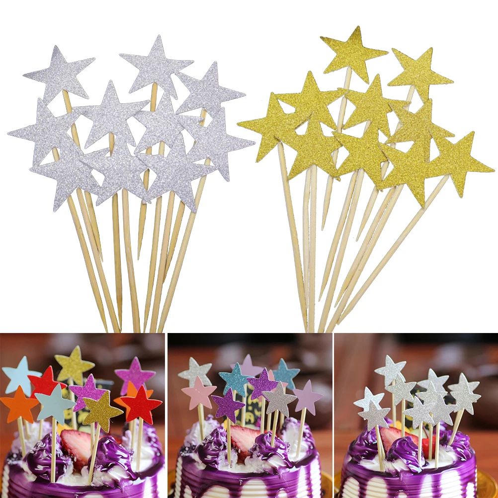 

Cupcake Topper Decoration Birthday Toppers Decorating Supplies Stars Glitter Ornaments
