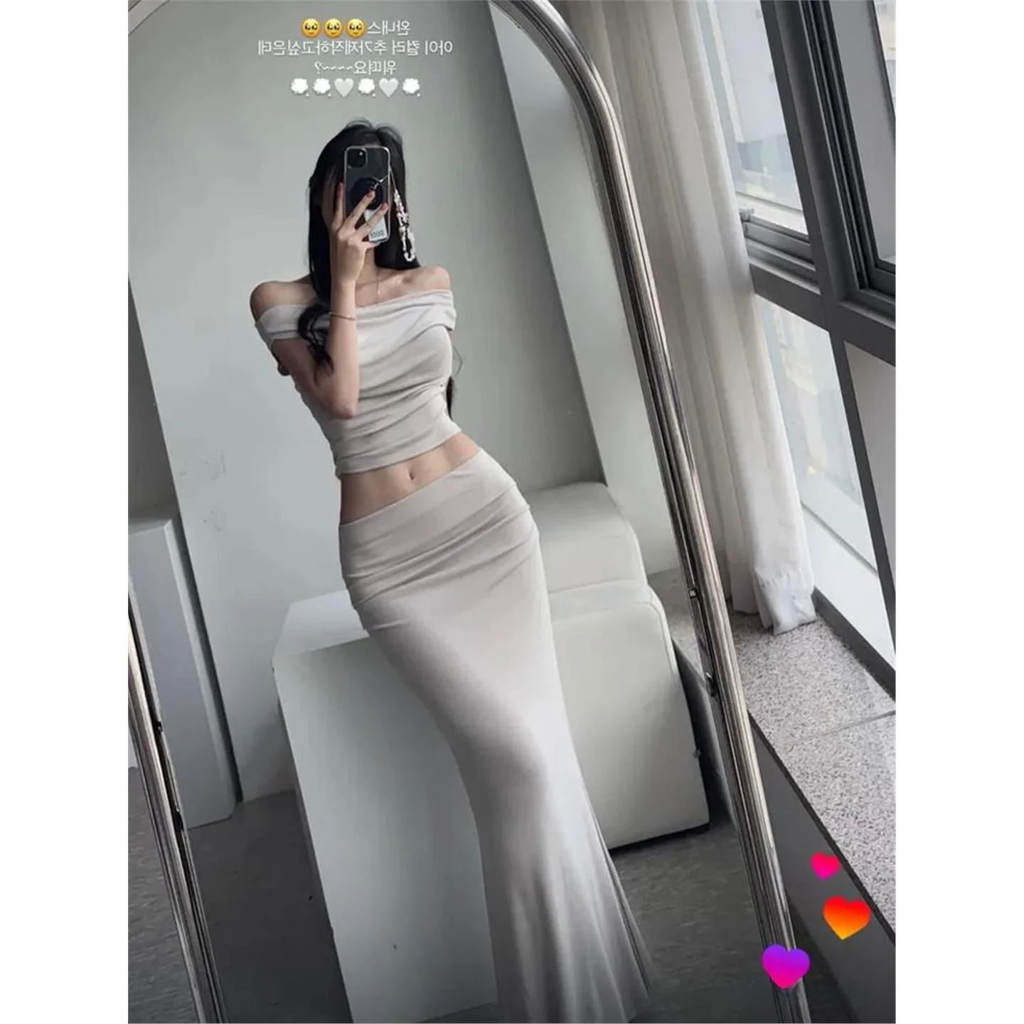 

U Sle Sexy One oulder ort Sve T-irt Women Slimming Versatile Top f Sve round Ne Two Piece Set Summer 2025