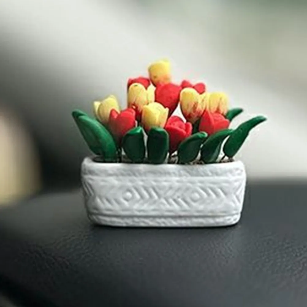 

Mini Tulip Potted Plant Miniature Bonsai Decor for Dollhouse Small House Decoration Lively Atmosphere Compact Size Mini Garden