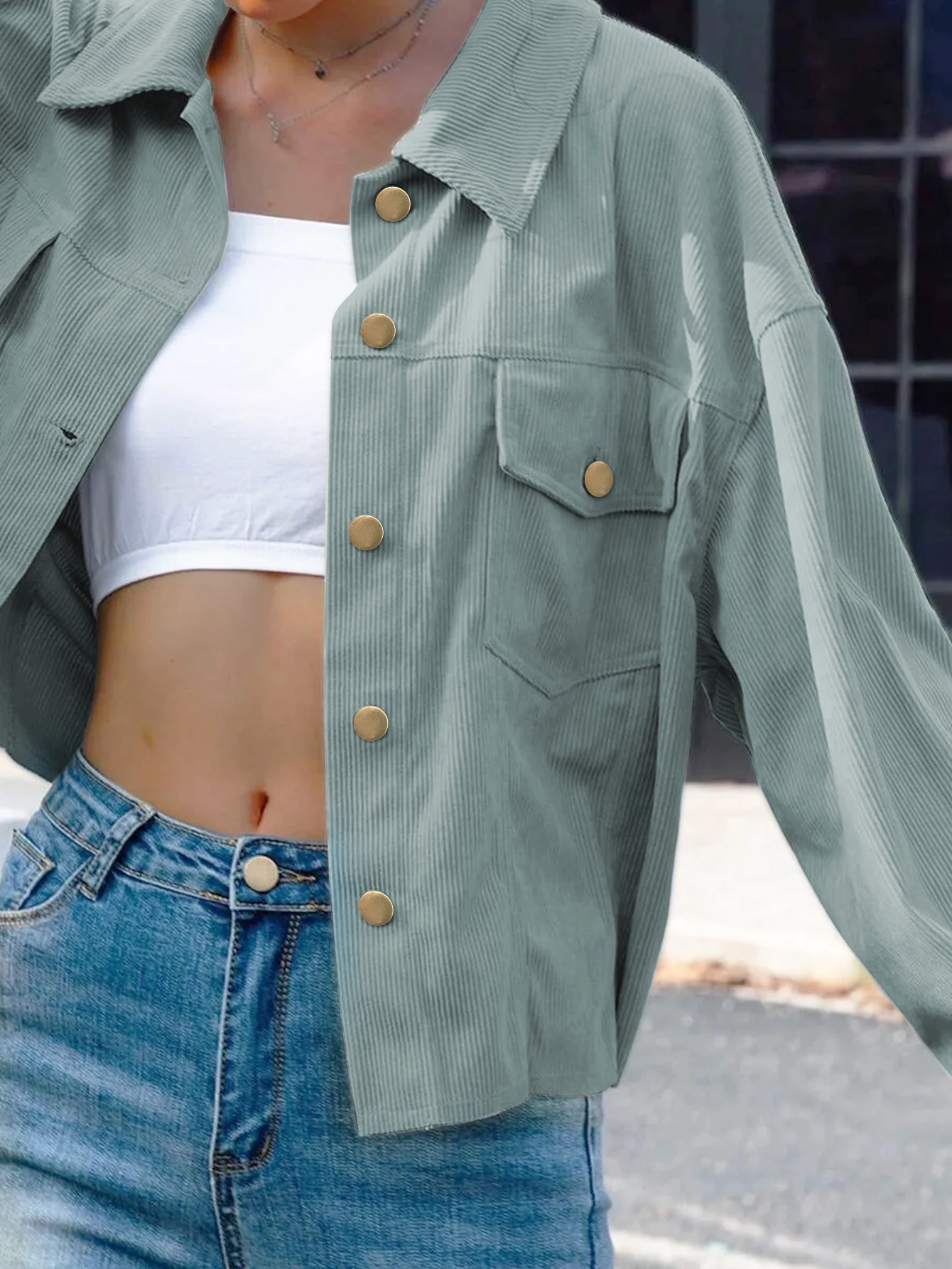 سترة قميص قصيرة فضفاضة عصرية للخريف والشتاء، ملابس نسائية عصرية