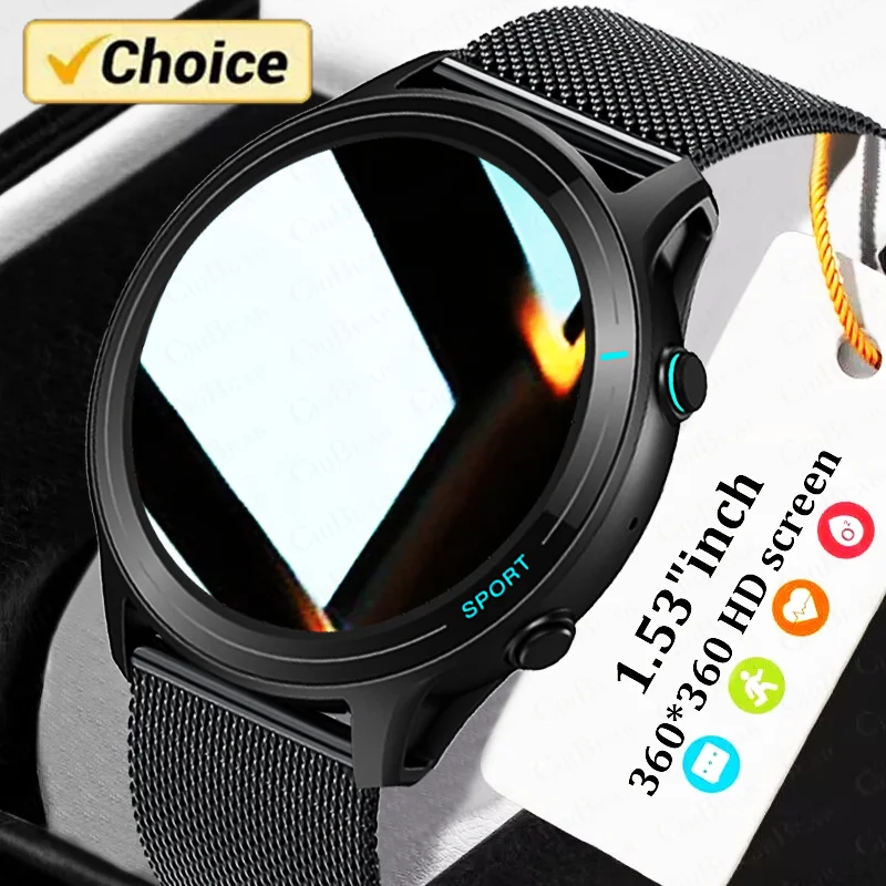 Men Smart Watch 1.53 Inch HD Screen GPS Tracking IP68 Waterproof 100+ sport modes Voice Assistant Bluetooth Call Smartｗatch Man