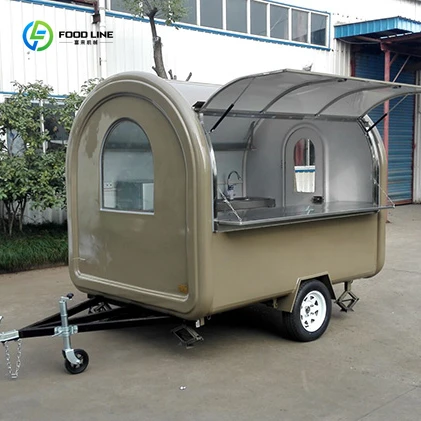 شاحنة طعام محمولة مستديرة بطول 3 أمتار، شاحنة تقديم الطعام المطبخ المتنقلة لشواء القهوة في الشوارع ومبيعات الوجبات الخفيفة