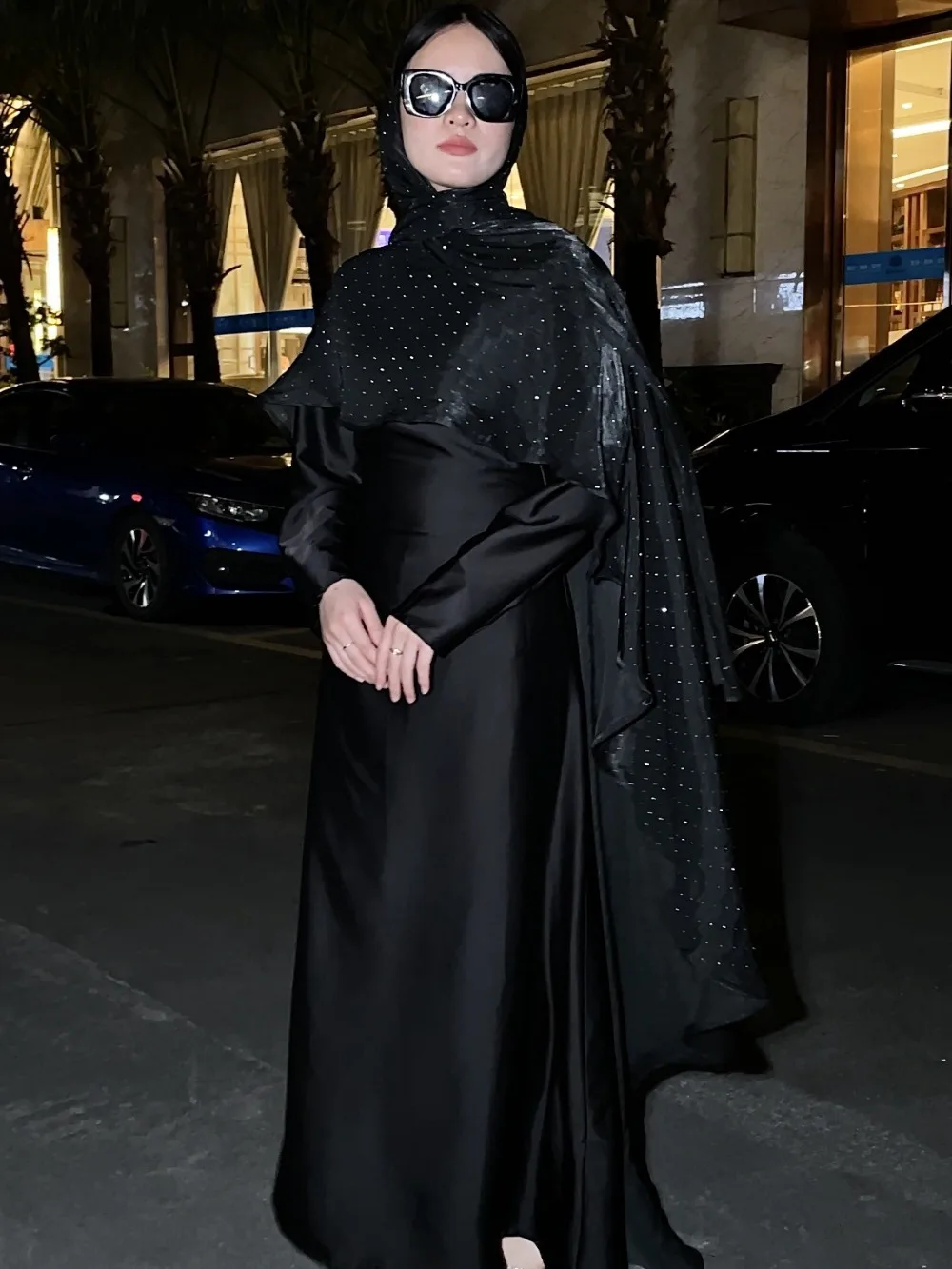 Eid Muslim Women Dress with Cloak 2 Piece Set Abayas Vestidos Party Dresses Ramadan Jalabiya Dubai Kaftan Diamonds Long Robe