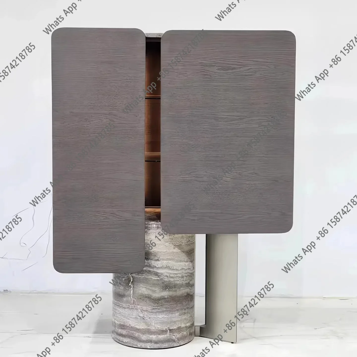 Sc N69 New wabi-sabi wind villa premium dining side cabinet designer travertine wine cabinet-1