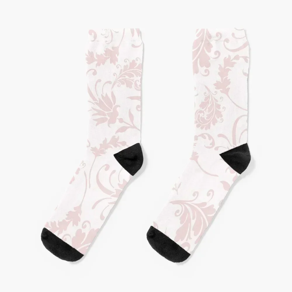 Vintage blush pink elegant floral damask Socks basketball bright garter heated gift Socks Woman Men's