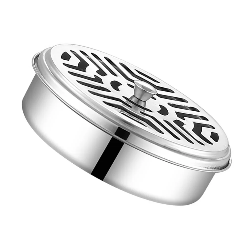 Robust Stainless Steel Incense Coil Holder Box with Thickened Hollow Cover Anti Tipping Tripod Base Easy Disassembly Cleaning