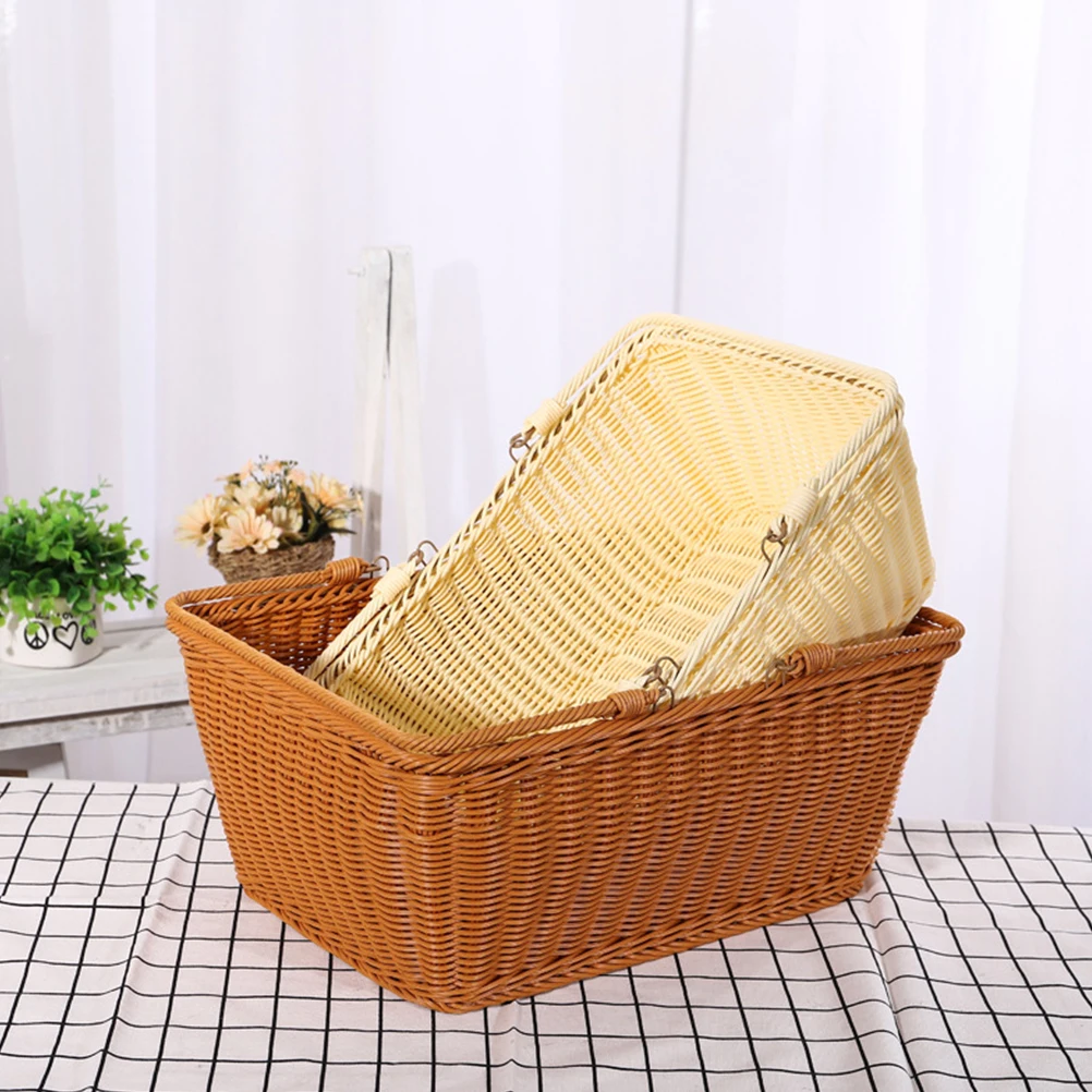 

1pc Woven Storage Light Brown Size S Durable Food Safe Material Snack Cookie Organizer Portable Picnic Flower Basket