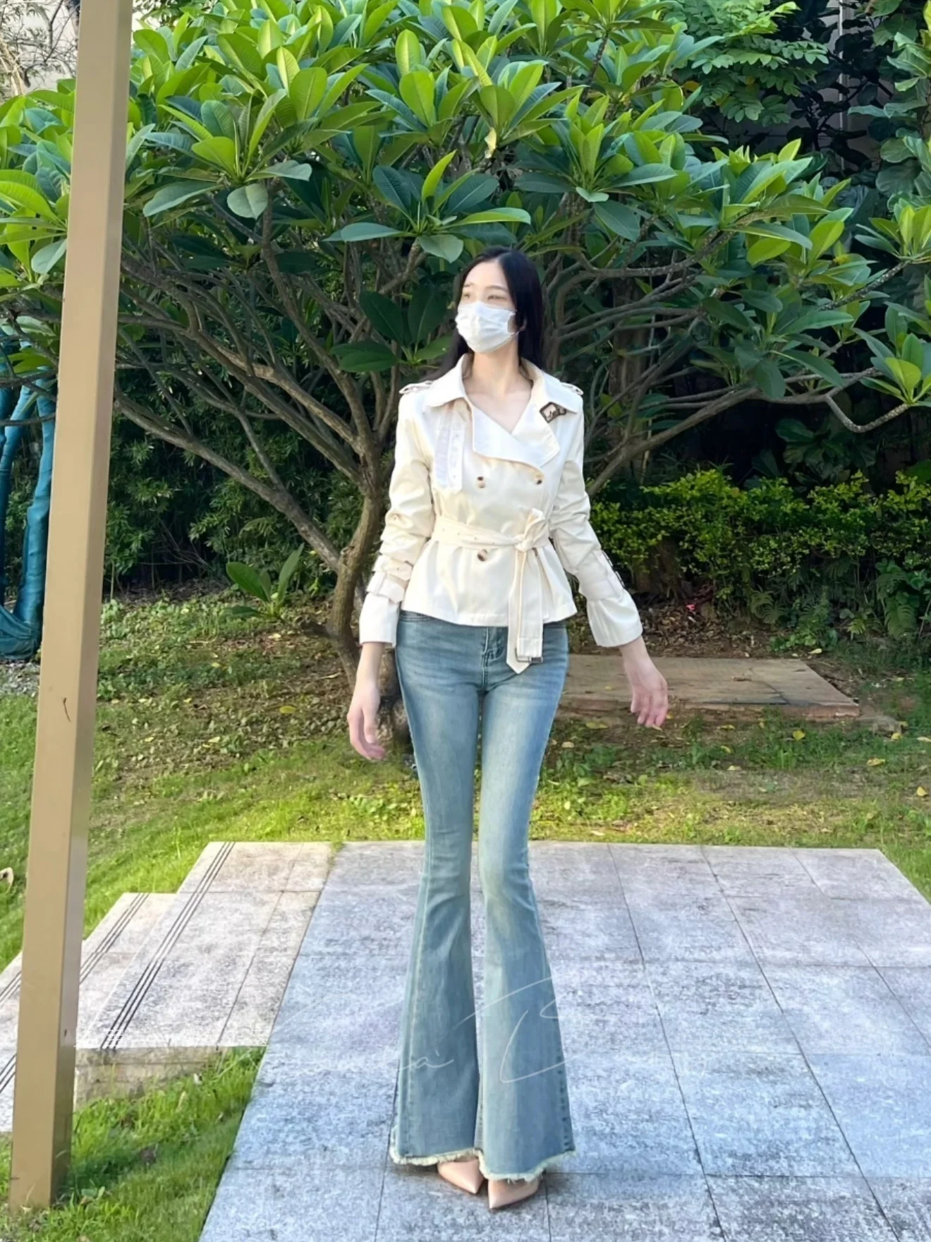 

Женские джинсы-клеш с высокой талией, облегающие, эластичные, ретро, из хлопка со стрейчем, синие, с эффектом утяжки живота, длинные брюки