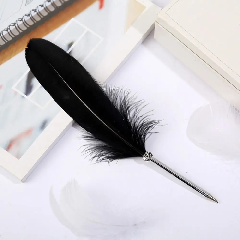 Neutral Gel Pen Feather Ballpoint Pen Roller Ball Pen Handwriting Feather Signature Pen High-End Quick-Drying Siging Writing Pen