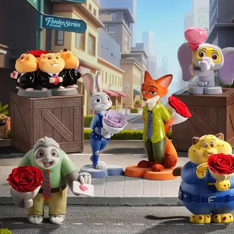 Blindboxen der Zootopia Flower Series – trendige Figuren zum Sammeln, Spielzeug, ewige dekorative Geschenke für Animationsfans