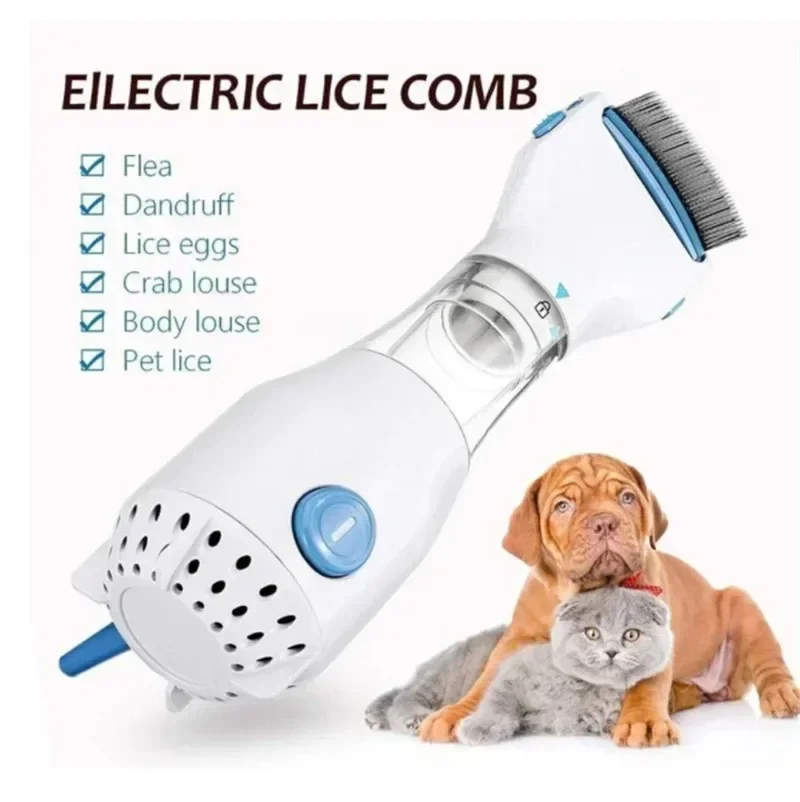 Cepillo eléctrico antipiojos 3 en 1 para gatos, eliminador de pulgas, limpiador de pelo, cepillo para perros, accesorios para perros