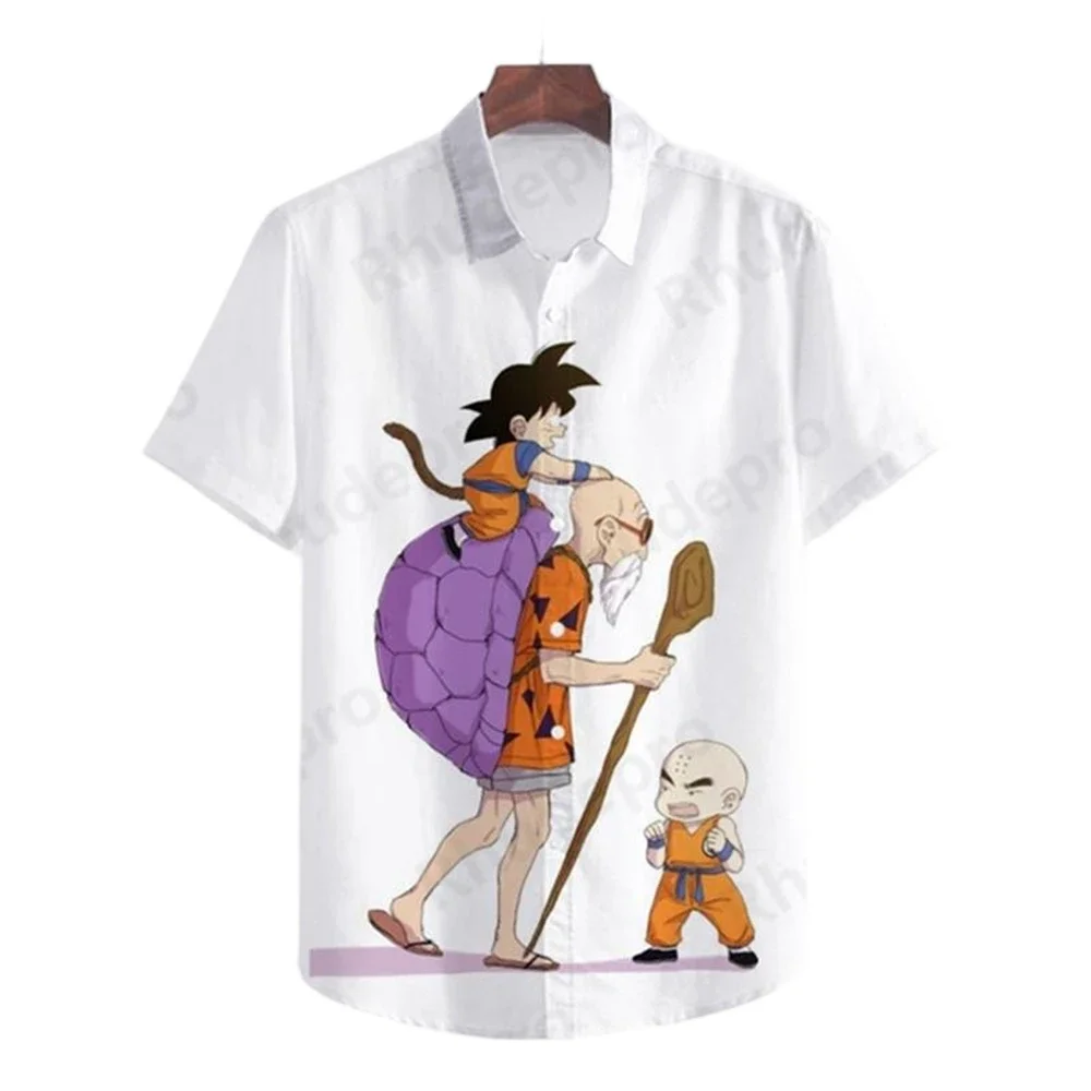 Sommer Herren Dragon Ball Shirt Männer Kleidung Oberteile Goku Super Saiyan Hawaiianisches Kurzarm-Shirt
