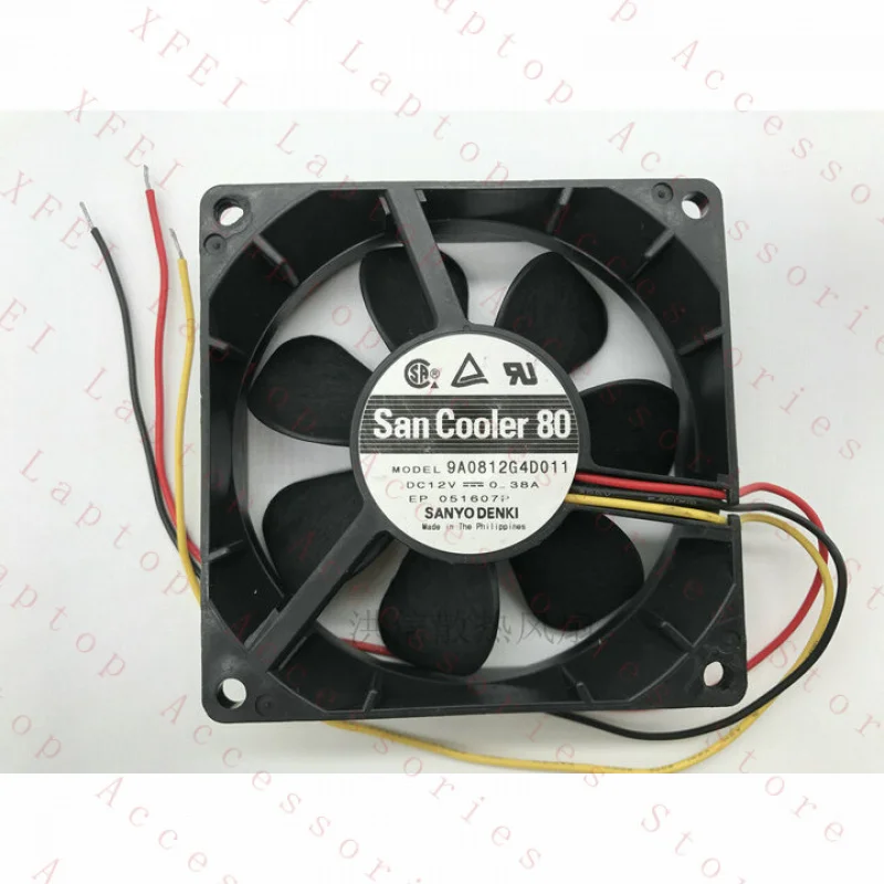 D  1PC 9A0812G4D011 FOR Sanyo Cooling Fan 12V 0.38A 8cm 8025 3-wire New
