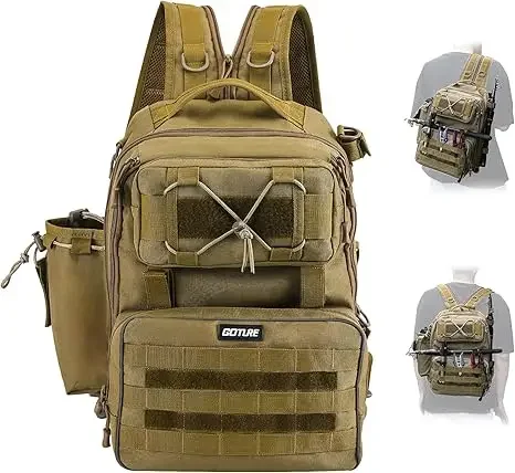 

Goture Waterproof Fishing Backpack Multi-Compartment Tackle Bag for Outdoor/Hiking/Camping Durable Nylon with Rod Holder 3color