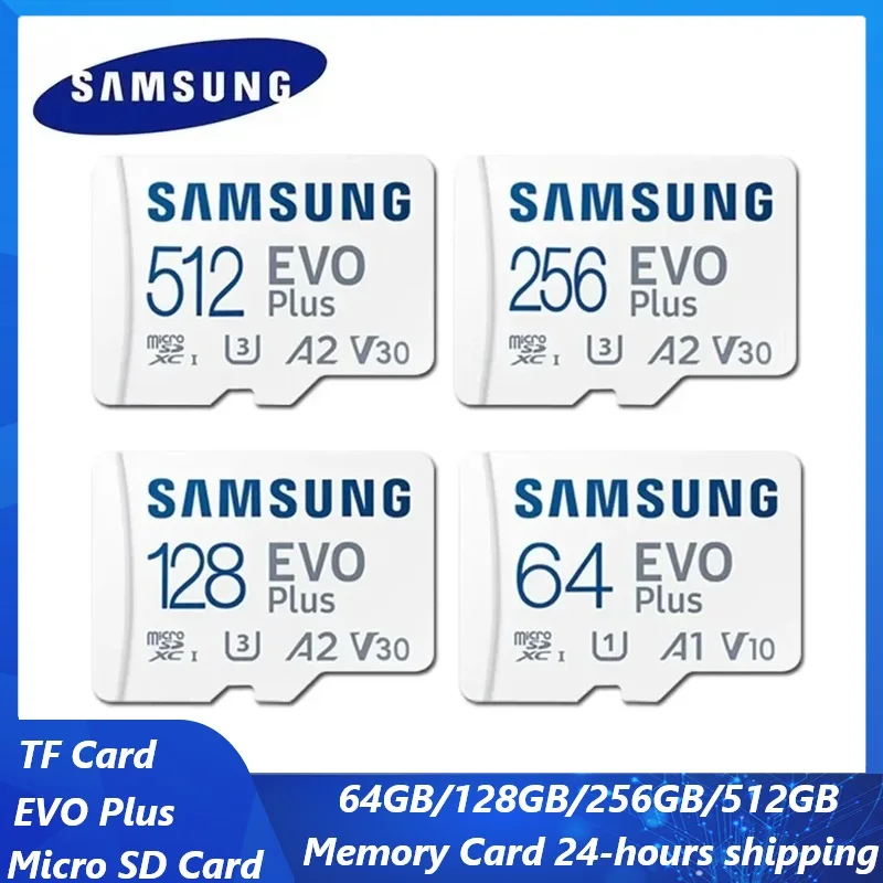 Samsung Memory Card EVO Plus Micro SD Card 512GB 256GB 128GB A2 V30 64GB A1 V10 HighSpeed UHS-I Class10 TF Card For Camera/Phone