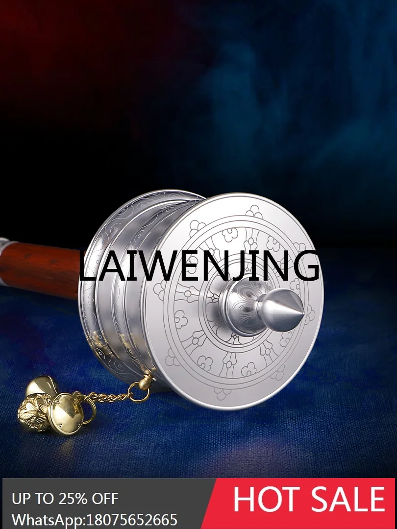 عجلة أسطوانية ذهبية قابلة للتحريك يدويًا على الطراز التبتي من الألومنيوم لتزيين سطح المكتب