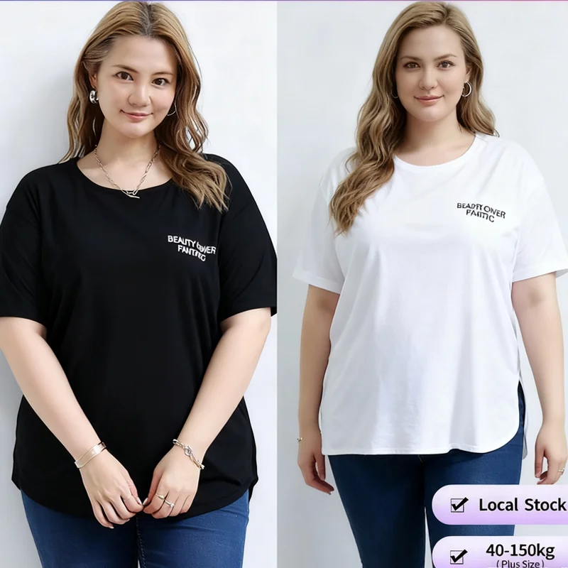

Женская футболка больших размеров с коротким рукавом нестандартного дизайна, универсальный топ большого размера, повседневный летний топ, свободный крой