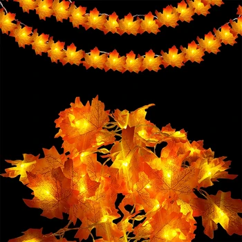 感謝祭の装飾花輪ledストリングライト10/20/30/40 ledカエデの葉のためにハロウィン、秋、パーティー、クリスマス