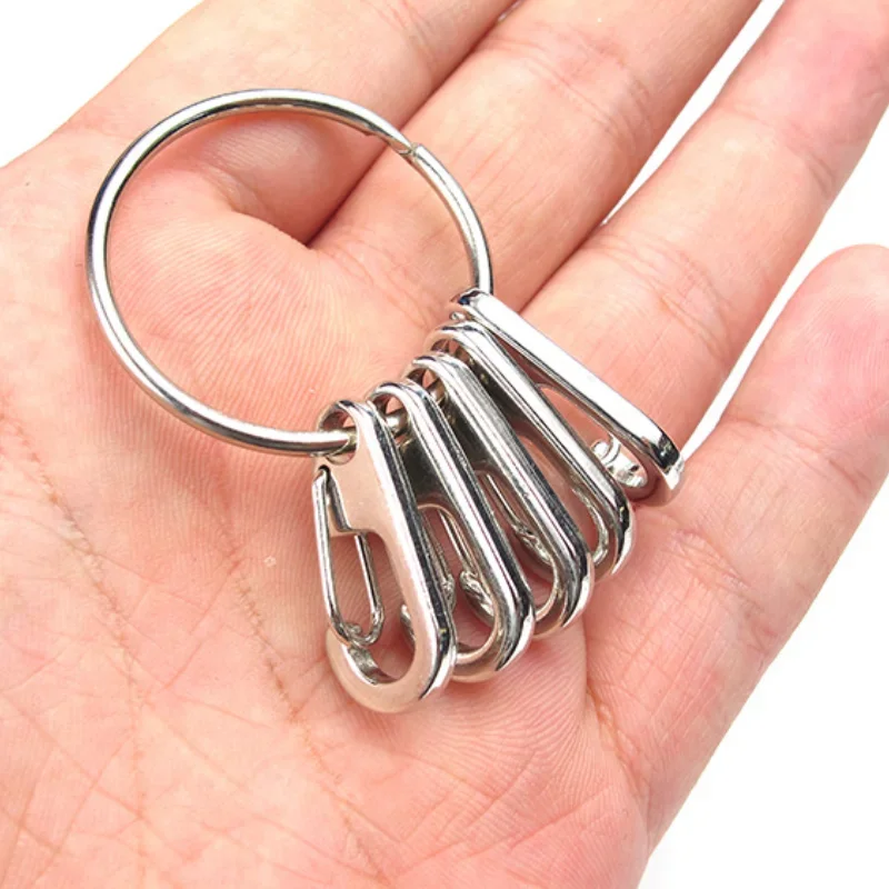 5pcs Alloy Mini Carabiner Black Silver Color Hanging Buckle Spring Snap For DIY Keychain Accessories Handmade Jewelry Supplies