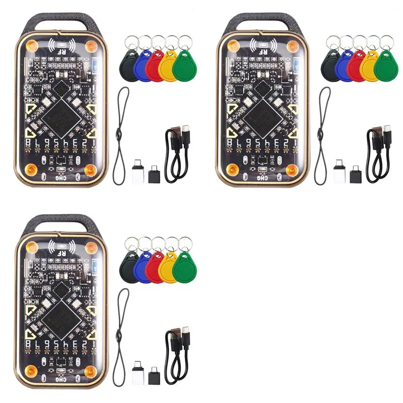 ABGI-3X Chameleon Ultra Upgrade Card Emulator RFID Smart Chip Reader+15XUID Keychain 125K 13.56M Card Decode Duplicator
