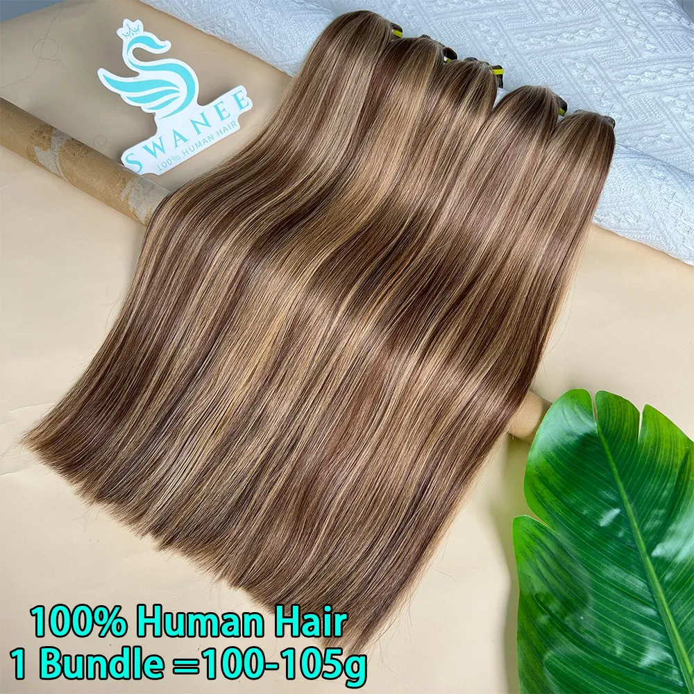 SWANEE 30 Inch Highlight Bone Straight Human Hair Bundles P4/27 Color Remy Bundles Human Hair Weaving Bundle Deal Extension