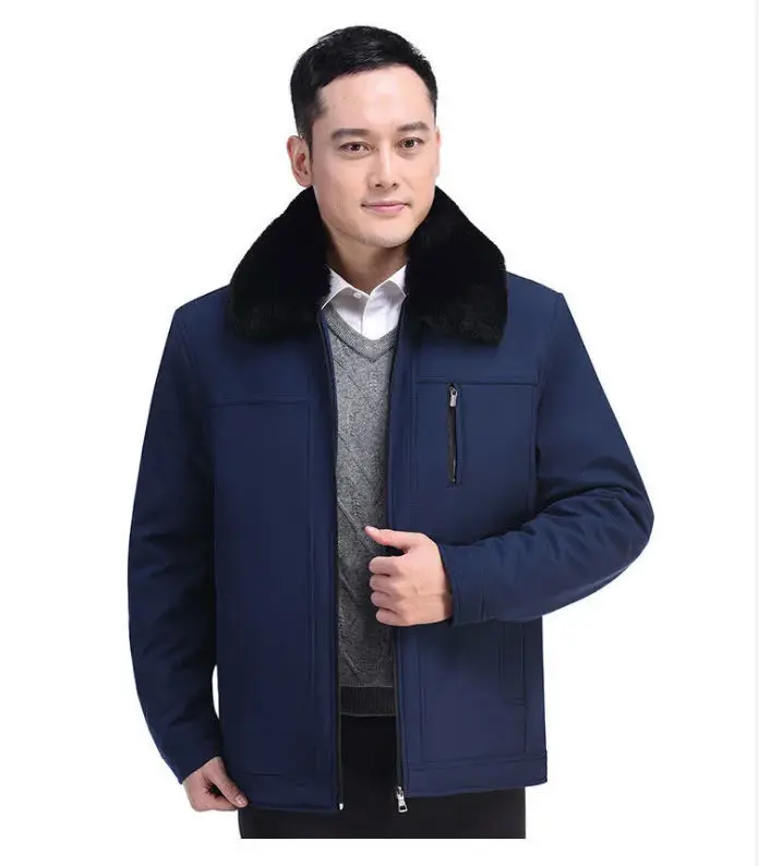 Dad's Winter Cotton Coat Men's  Thick Plush Middle-Aged and Elderly Grandpa Loose Fur Collar Warm Jackets 2023 A284