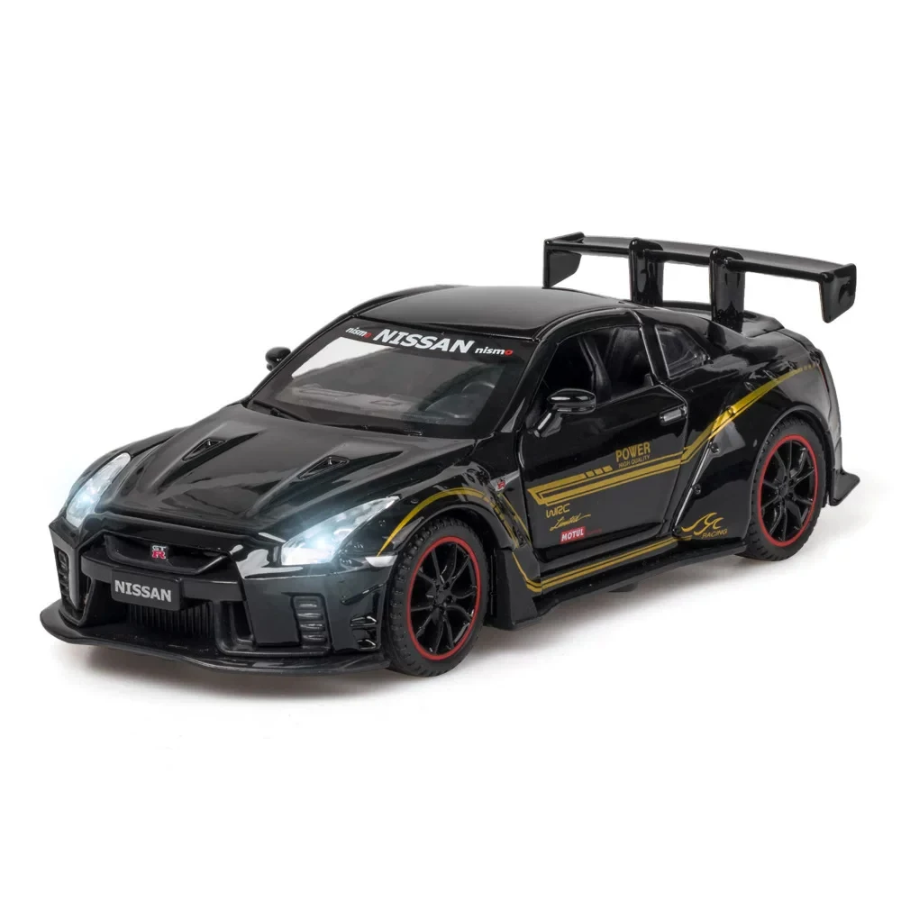 

1:32 Nissan GTR-R35 металлическая литая модель автомобиля, имитация звука и света, детский спортивный автомобиль, игрушки, праздничные подарки для мальчиков