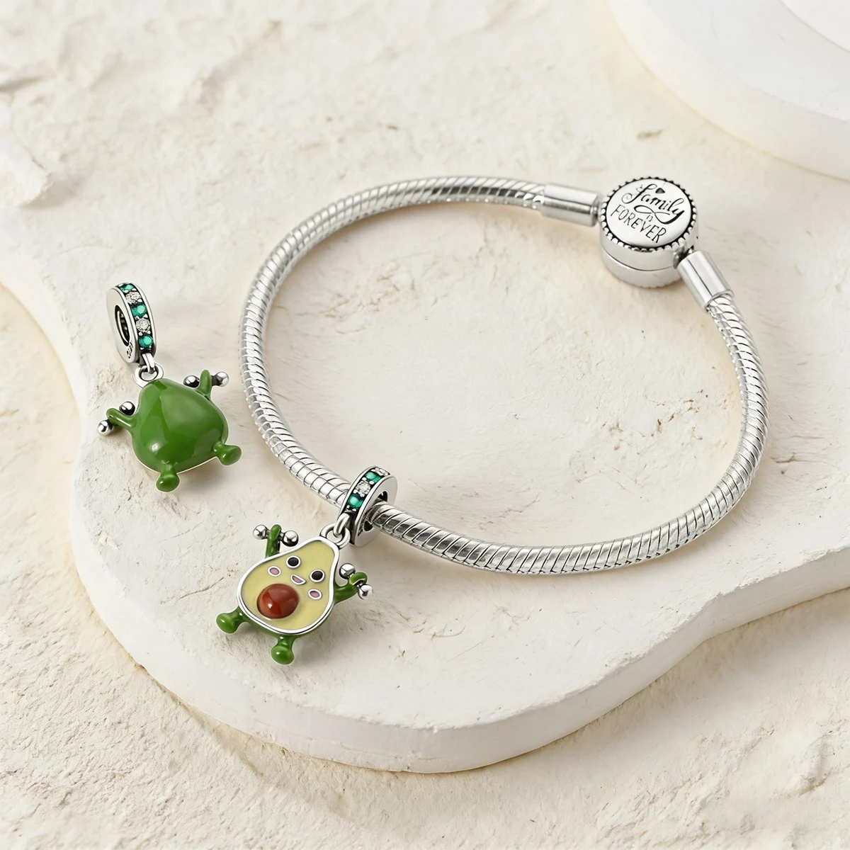 925 Sterling Silver Pendant Dumbbell Avocado Fitness Fruit Green Dangle Charm Fit Bracelet Diy Jewelry For Woman