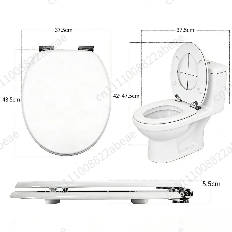 MDF Toilet Seat White Wooden Toilet Lid with Soft Closing Hinge