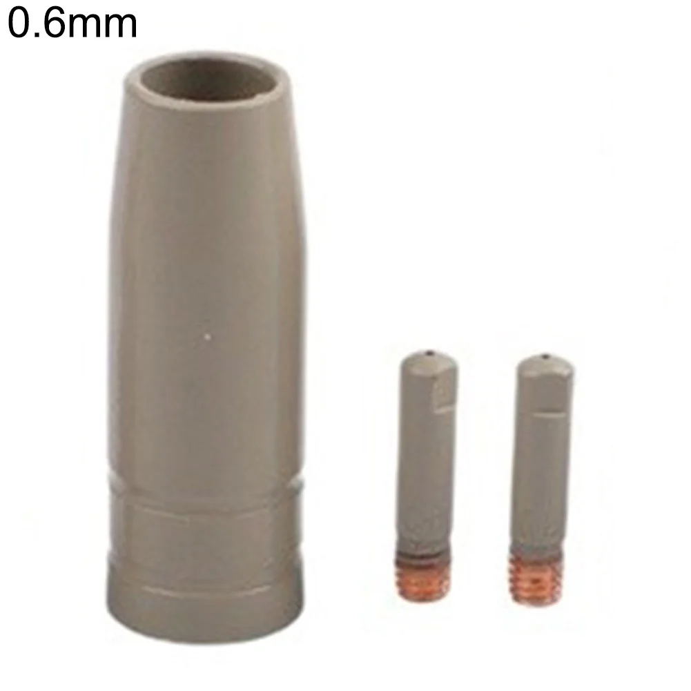For Mig For 15AK Compatible Tips and Nozzle Set 3PCS Non-Stick Red Copper Build Tip Sizes 0.6mm 0.8mm 0.9mm 1.0mm 1.2mm