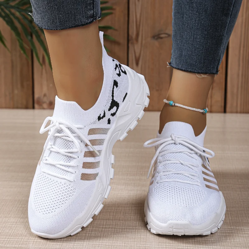 2026 New Women's Sneakers Breathable Knit Mesh Woman Shoes Lace-up Platform Casual Sporty Walking Athletic Shoes for Woman