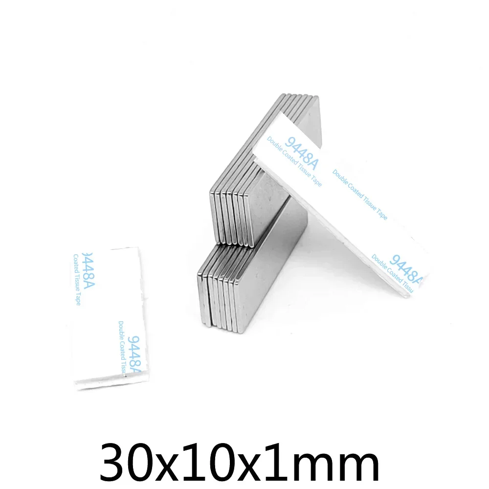 30x10x1mm Block Strong Magnets 20x10x1 Sheet Permanent Neodymium Magnet With Double Sided Adhesive Tape 30*10*2 20*10*2 40*20*2