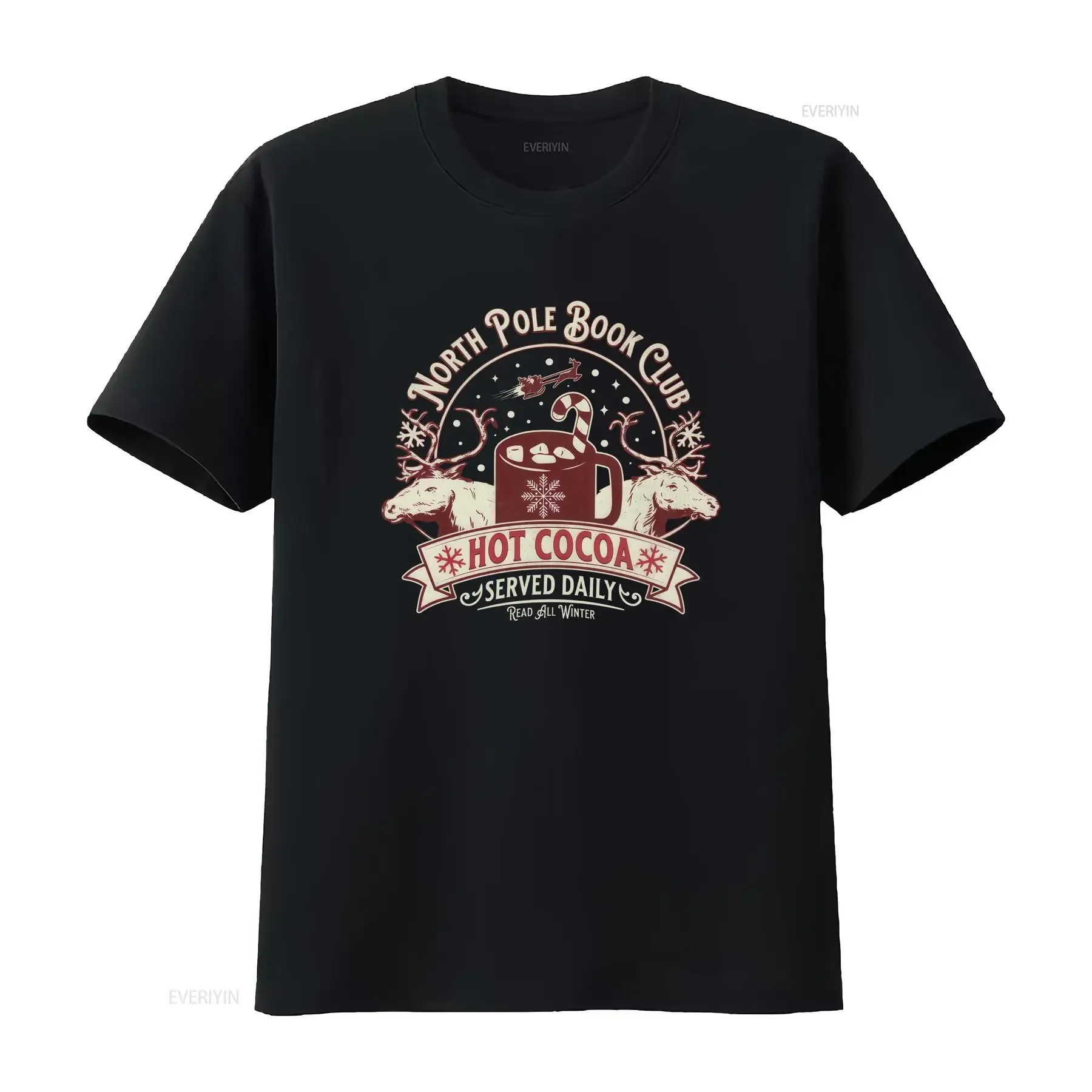 North Pole Book Club T Shirt Cozy Hot Cocoa Reading Santa Books Lover vintage Washed Comfortable Stretched Soft graphic