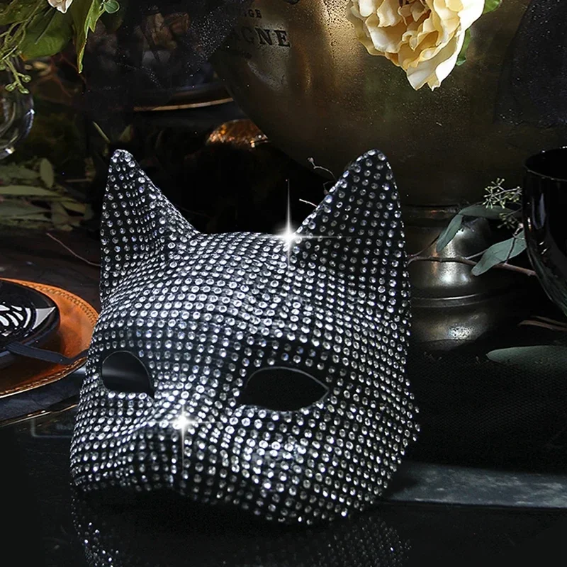 Halloweenowy Kostium Kota Akcesoria Imprezowe Kryształki Kotówka Nakładki na Paznokcie Buty Rękawiczki Dla Kobiet Cosplay Rekwizyt na Imprezę