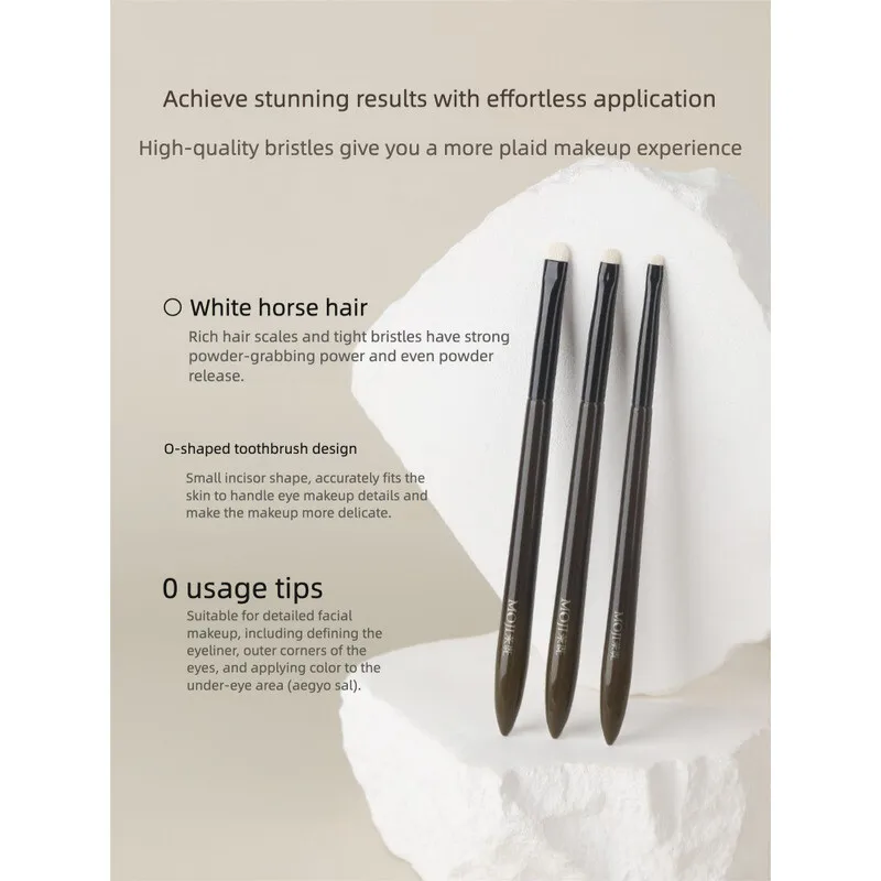 Moji L15 Lidschattenpinsel mit vorderer Zahnung, flacher Kopf, Unteröse, kleiner Detailpinsel, aufhellender Make-up-Pinsel für Augen und Gesicht