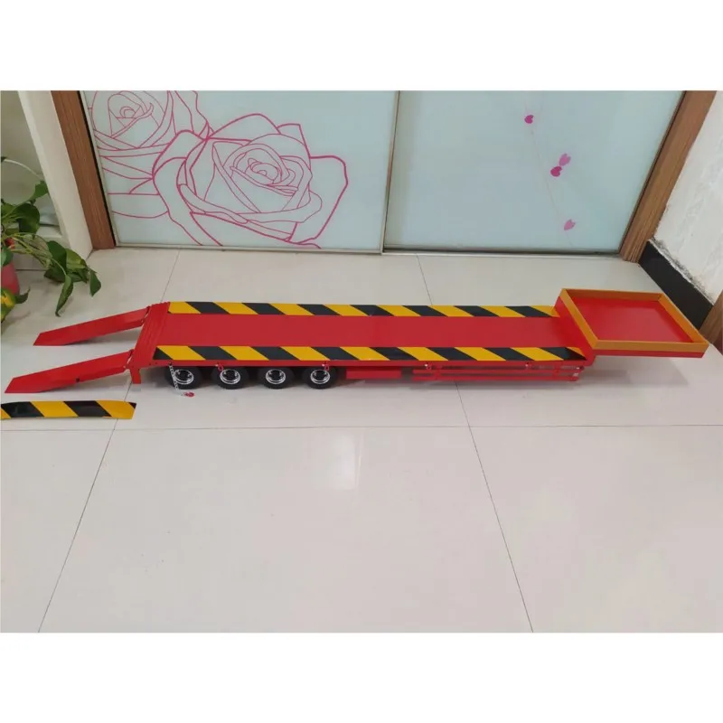 RC Metal 1/14 4-axle Trailer Model Painted Semi-trailer for Remote Control Tractor Truck Car Construction Vehicle Toy TH23239