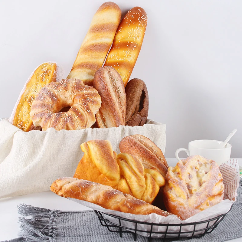 Artificial Bread Cake Toast Soft PU Baguette Model Food Fake Bread Simulation Ornaments Baking Shop Decor Photography Props