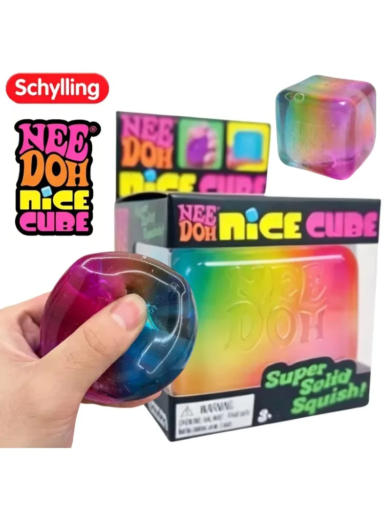 Schylling NeeDoh Regenbogen-Würfel Quetschbares Blind-Box-Spielzeug Würfel zur Stresslinderung Fingerspitzen-Spielzeug Sensorisches Stressabbau-Spielzeug