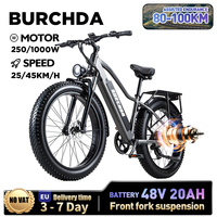 BURCHDA RX20 1000W45KM/H 26 Inch Mountain Electric Bicycle 48V20AH Lithium Battery Fatbike Electric Bike For Adults Motorcycle