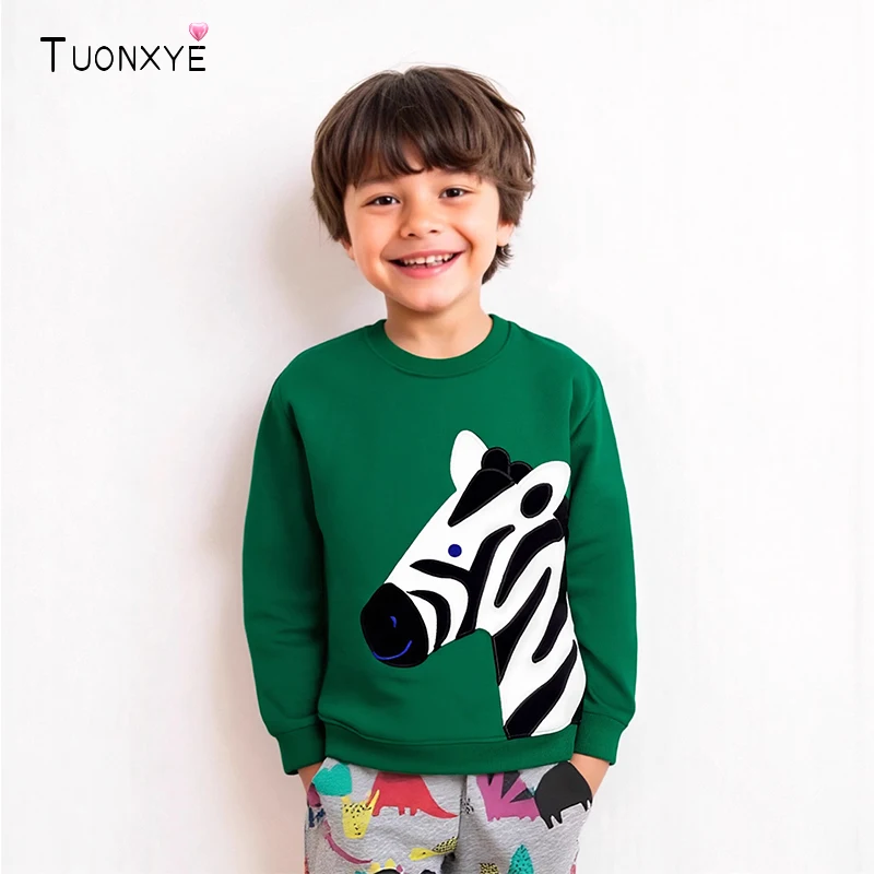 TUONXYE Boys Sweatshirt Animal Zebra Embroidery Little Boys Long Sleeve Shirts Spring Autumn Children Casual Costumes Cotton