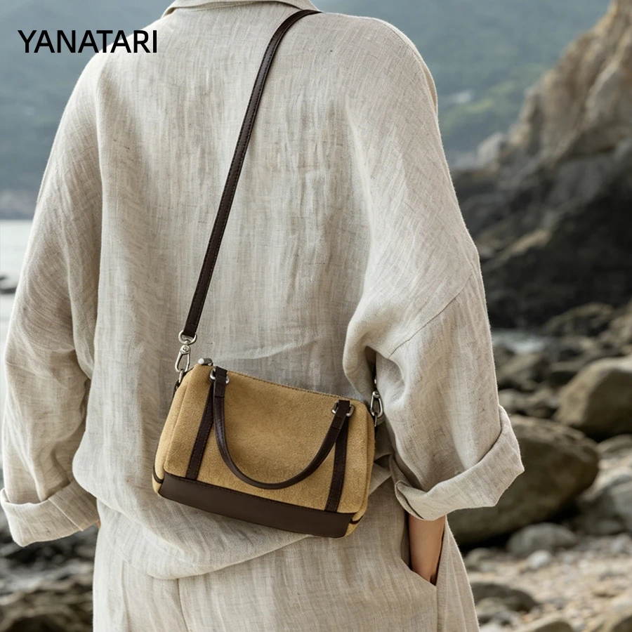 YANATARI Genuine Leather Vintage Shoulder Bag for Women's Handbag Cowhide Crossbody Small Luxury pillow bag Designer Winter Styl