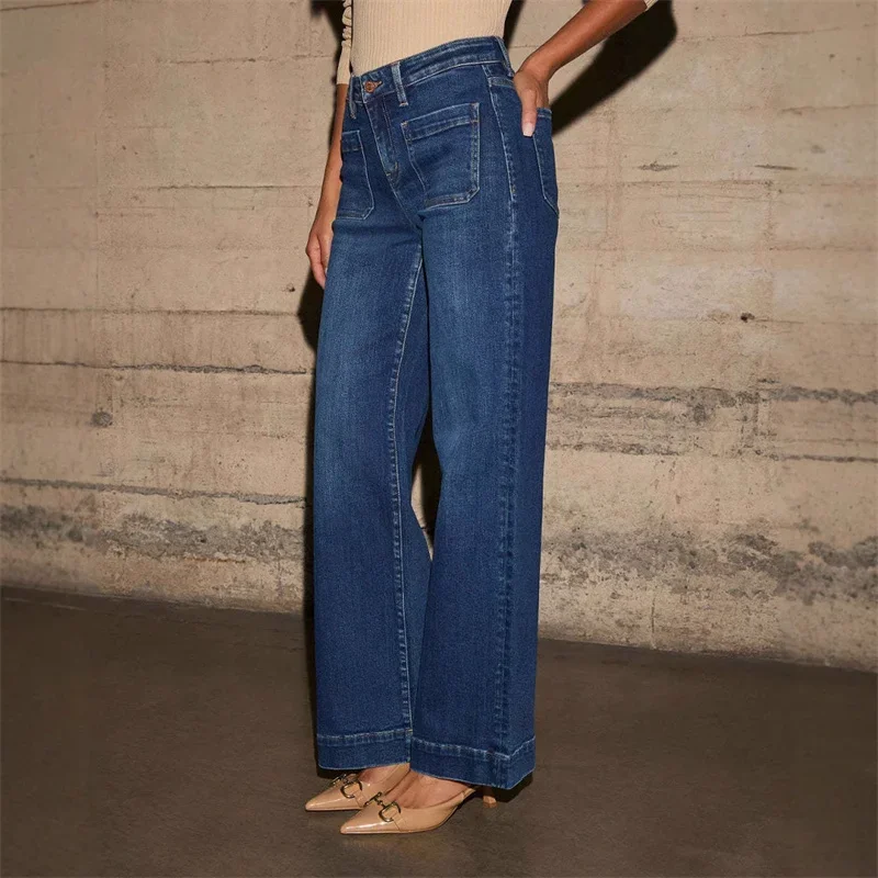 Spring 2025 Women's High Waisted Straight Leg Jeans Retro Style y2k Jeans Women's Straight Pants Slimming Casual Out All-match