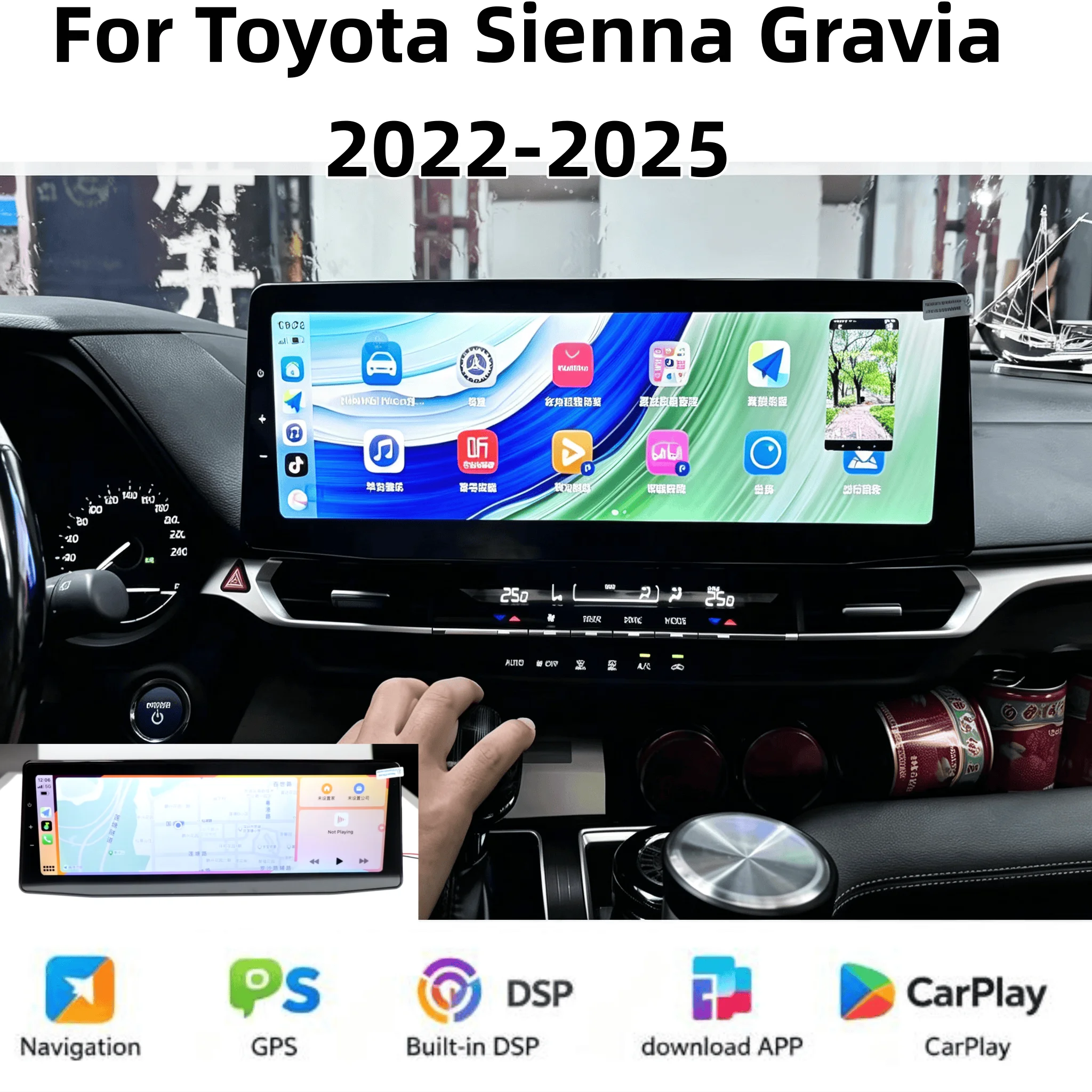 15.9inch 3K Screen Android 14 For Toyota Sienna Gravia 2022-2025 Carplay Stereo Car Radio Multimedia Video Player GPS Navigation